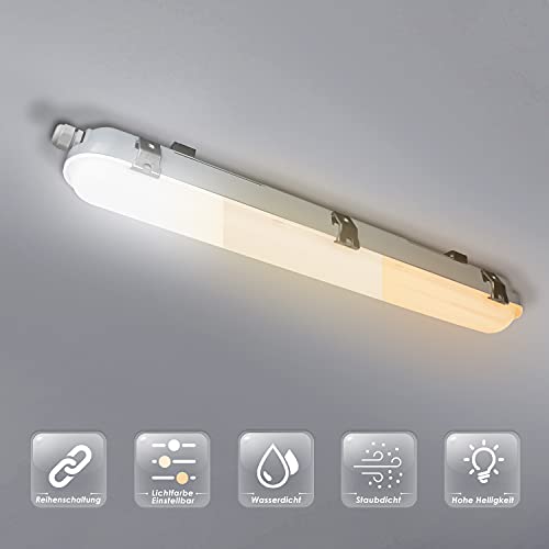 TenArea Feuchtraumleuchte LED 60cm 20W 2160LM, Verknüpfbar Werkstattlampe IP65 Wasserfest, LED Röhre Wannenleuchte für…