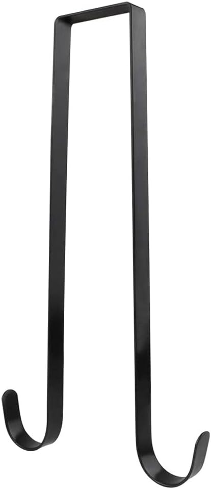 Wreath Hangers - ZWHZZCSM 15 Inches Metal Double Wreath Hanger Over The Door Large Double Door Wreath Hook for Christmas Wreath Front Door Hanger - Holds 2 Wreaths with 2 Sided Hanger Sturdy - Sturdy Metal (Black)