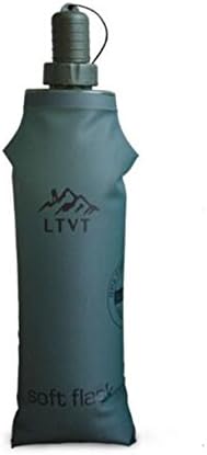 Veligoo Soft Folding Drink Bottle BPA Free TPU Foldable Cycling Water Bag Soft Wide Mouth/Running Drink Bottle Flask Camping/Hiking Sports Water Carrier (Army green, 150ML)