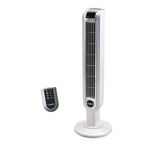 Lasko Oscillating Tower Fan with Remote Control, 3 Quiet Speeds, Timer for...