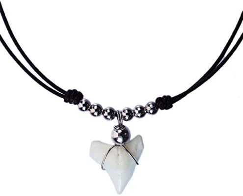 exoticdream Real Shark Tooth Necklace Rasta Jamaican Surfer Hawaiian Beach Boys Girls - Small Beads