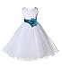 Wedding Pageant White Flower Girl Rattail Edge Tulle Dress