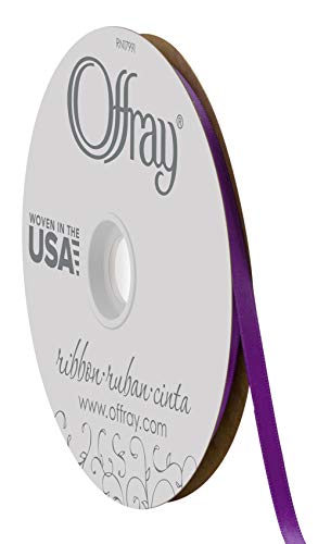 Offray 1/4" Wide Double Face Satin Ribbon, 100 Yards, Purple