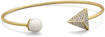 Pyramid and Ball End Cuff Bracelet Gold-tone