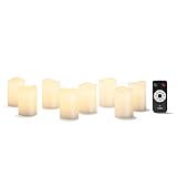 LED Flickering White Votive Flameless Candles, Set of 8, Warm White Glow, Melted Edge, Batteries and Remote Included