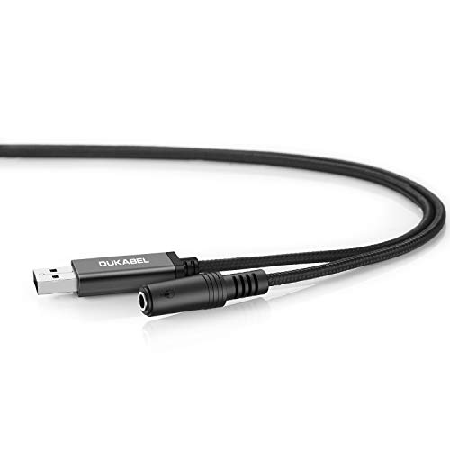 Long USB to 3.5mm Jack Audio Adapter, DuKabel ProSeries TRRS 4-Pole Mic-Supported USB to Headphone AUX Adapter Built-in Chip External Stereo Sound Card for PS4 PC [Metal Housing & Durable Braided] - Thumbnail 6