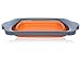 XL Large Kitchen Strainer by Comfify - Collapsible Silicone Over-The-Sink Colander with Extendable Handles - Use with Pasta, Fruit, Berries & Veggie - 6 Quart - -Orange & Grey