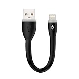 BigBlue 0.5ft/6inch Short Lightning Cable Apple Mfi Certified Charging Lead Silicon Lightning to USB Charge Sync Data Cord (Black-0.5ft)