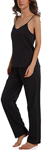 Chamllymers Women Sleepwear Sets, Sleeveless Cami Tops and Sleep Pants Black M