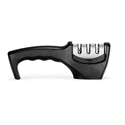 Kitchen Knife Sharpener, 3 Stage Coated Wheel System, Stainless Steel for Straight Tungsten/Diamond/Ceramic Knives Black