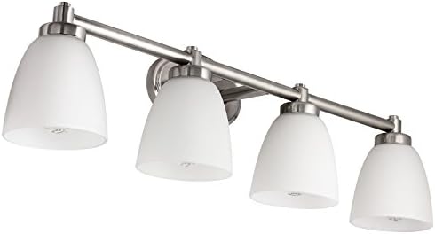 Sunlite 45060 Su Bathroom Vanity Light Fixture 34 Bar Bell Shaped Frosted Glass 4 Lights Brushed Nickel Finish Amazon Com