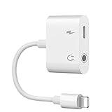 2 in 1 Lightning Audio Charger Adapter for iPhone X 8 7 6 Plus Converter to 3.5 mm Earphone Adapter Accessories Headphone Audio Splitter and Charging Adaptor Support Audio Charge Compatible iOS 11
