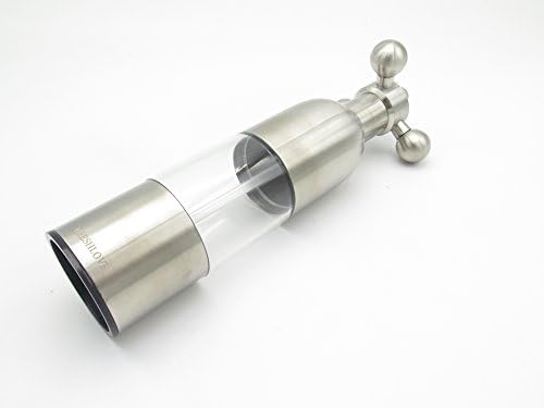 Freshlove Stainless Steel Pepper Mill/Salt Mill, Granule Size Adjustable Pepper Grinder/Salt Grinder (6.5 inches, 3-knob)
