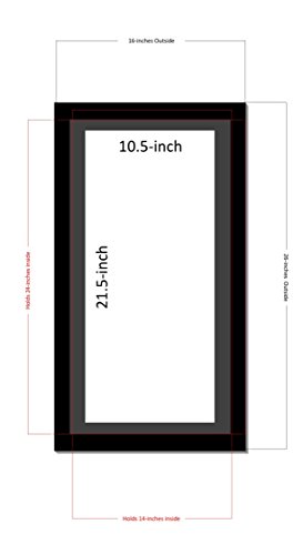 CreativePF [1122-14x24bk-b] Black Picture Frame With Black Matting Holds 11 by 22-inch Assorted Media
