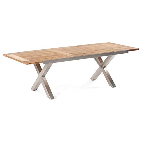 Gartentisch ausziehbar Spectra 190/250x100cm Edelstahl/Teak – Bild 3