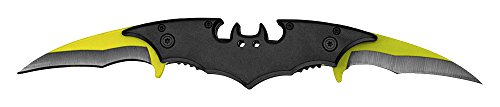 AnyTime Blades Batman Twin Blade Knife - Double Edge Folding Pocket with Clip, 11" Stainless Steel Two Sharp Cut (Black and Yellow)