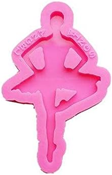 Mixed Media - Shiny Ballet Dancer Ballerina Girl Women Keychain Silicone Mold with Hole for DIY Luggage Tag Epoxy Craft Decoration Crystal Candy Pendant Necklace Earrings Desserts Fondant Mold Trinket