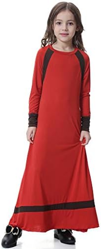 Randolly Girl Dresses 💕 Long Sleeve Solid Saudi Arab Islamic Muslim Dubai Robe for Girl