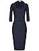 MUXXN Women's 1950s 3/4 Sleeve Elegant Bodycon Lapel Dress Party Cocktail Pencil Dress (L, Blue)