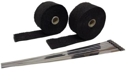 JC Performance Two Roll Pack - Fiberglass Exhaust Header & Pipe Wrap (2"(W) 15 Feet With Ties, Black)