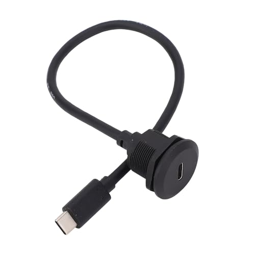 Cable adaptador de montaje empotrado USB 3.0 a USB C, cable corto, cable adaptador extensión para montaje en panel 5 Gbps, adaptador de montaje empotrado tipo C 3.0 macho a hembra, 20 V, 3 A