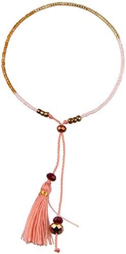 KELITCH Crystal Seed Beaded Rope String Pink Purple Tassel Charm Friendship Bracelet - #11