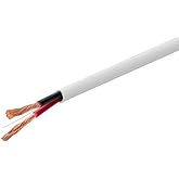 Monoprice Speaker Wire - CL3 Rated, 2-Conductor, 14AWG, PVC Jacket Material, 99.9% Oxygen-Free Pure Bare Copper, 25 Feet, White