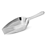 New Star Foodservice 34646 One-Piece Cast Aluminum Flat Bottom Bar Ice Flour Utility Scoop, 2-Ounce, Silver