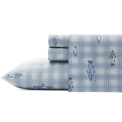 Eddie Bauer - Queensize lakens, katoenen percal beddengoedset, knapperige en coole woondecoratie (Methow Plaid Blue, Queen)