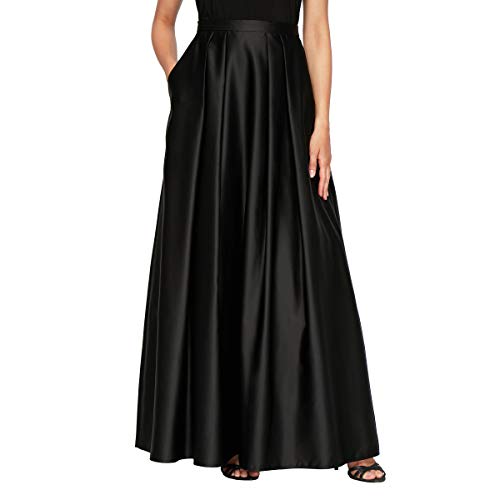 Alex Evenings Vestido Largo para Mujer para Ocasiones Especiales, Plisado de satén Negro, S