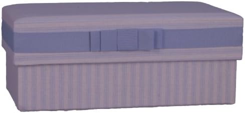 Waverly Baby WVFCB5-B056 S BBB Baby Ticking Stripe Fabric Covered Storage Box with Coordinating Ribbon, Blue, Small, 12-1/2 by 8.2 by 5-Inch
