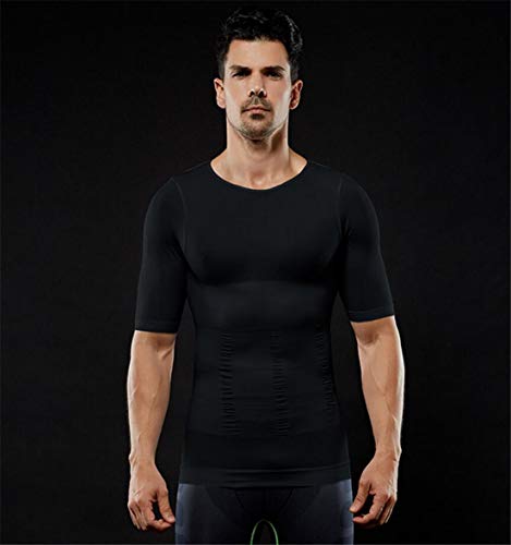 Tmrow Men Waist Trainer Corset Vest for Weight Loss Hot Neoprene Body Shaper Tank Top Sauna Suit Shirt No Zip Trimmer,Black,XL