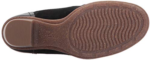 CLARK'S Women's Sashlin Sue Fashion Boot, Black Suede/Leather Combo, 100 W US