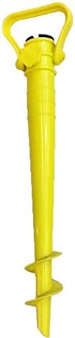 eujiancai Ground Spike Parasol Holder Base Stand Holder Base Stand Holder Umbrella Stand Holder for garden parasols or beach and more yellow (Yellow)