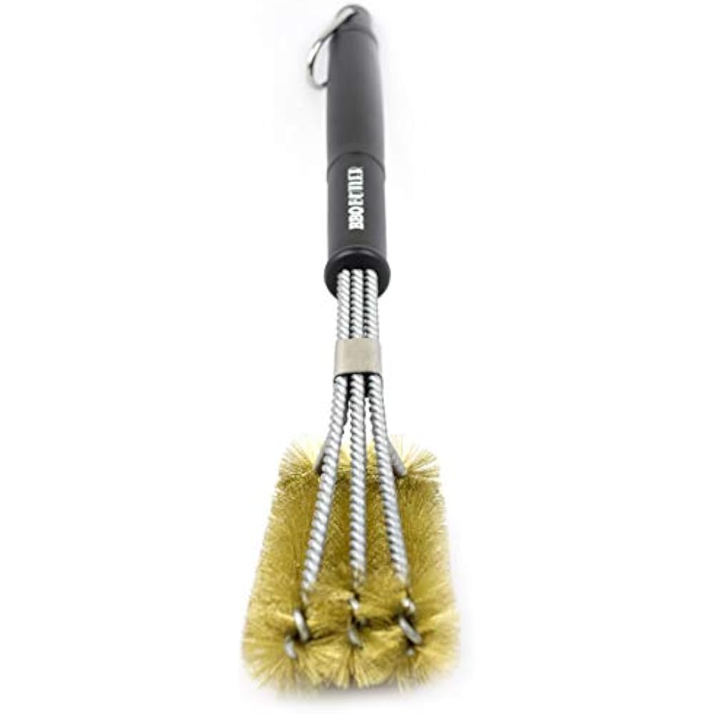 Brass Grill Brush Large TripleHeaded Cleaning Barbecue Wire BBQ