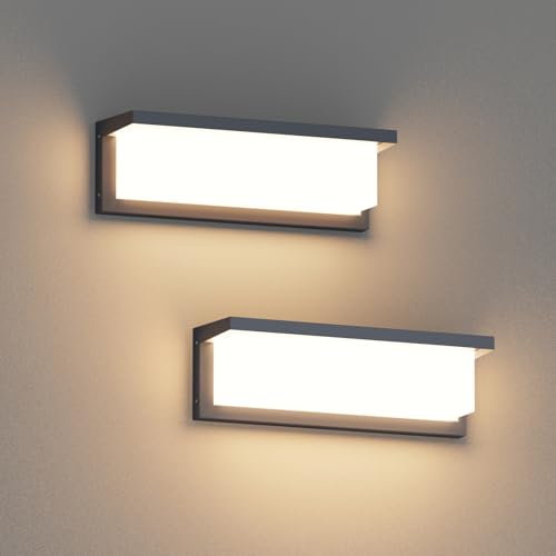 Coinmit Wandleuchten 2 Piece LED Outdoor Wall Light 36 W 3000 K 3500LM IP65 Waterproof Aluminium Wall Light for Indoor and Outdoor Patio Balcony Anthracite