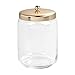 mDesign Glass Bathroom Vanity Storage Organizer Apothecary Canister Jar for Cotton Swabs, Cotton Rounds, Cotton Balls, Makeup Sponges, Bath Salts - 2 Pack - Clear/Gold Brass