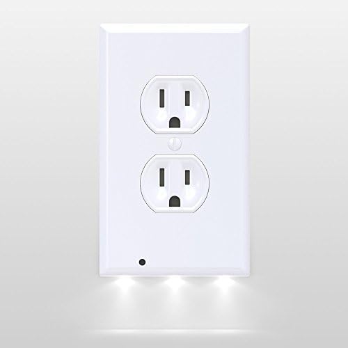 Outlet Wall Plates LED Night Lights- Night Lights Outlet Cover | Energy Efficient Bright LEDs | No Batteries Or Wires | Easy Install And Child Safe | Automatic Lights With Sensor | White Duplex (1)