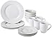 AmazonBasics 16-Piece Kitchen Dinnerware Set, Plates, Bowls, Mugs, Service for 4, White primary