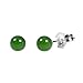 Trustmark 4mm Natural Nephrite Green Jade Ball Stud Post Earrings 925 Sterling Silver