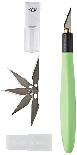 Wedo Comfortline Bastelmesser Skalpell mit Softgriff inkl 5 Ersatzklingen und Schutzkappe apfelgrün/schwarz – Bild 4