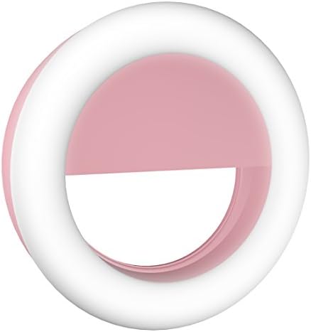Selfie Ring Light for Phone Camera,Advaka Clip-on Phone Light,3-Level Adjustable Brightness,33 LED Rechargeable On-Camera Video Fill-lights for iPhone X,8/7 Plus,iPad,Samsung S7+,Tablet Pink