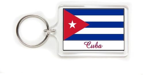 Souvenir Cuba Cuban Flag Double Sided Acrylic Key Ring Medium Keyring Keychain Stocking Stuffer