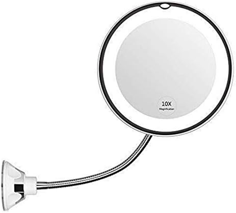 6.8" 10x 360° Flexible Mirror, Bathroom Vanity Mirror with Strong Suction Cup, Portable Travel Mirror