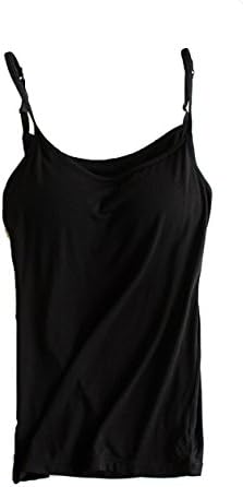Foxexy Womens Modal Built-in Bra Padded Active Strap Camisole Tanks Tops