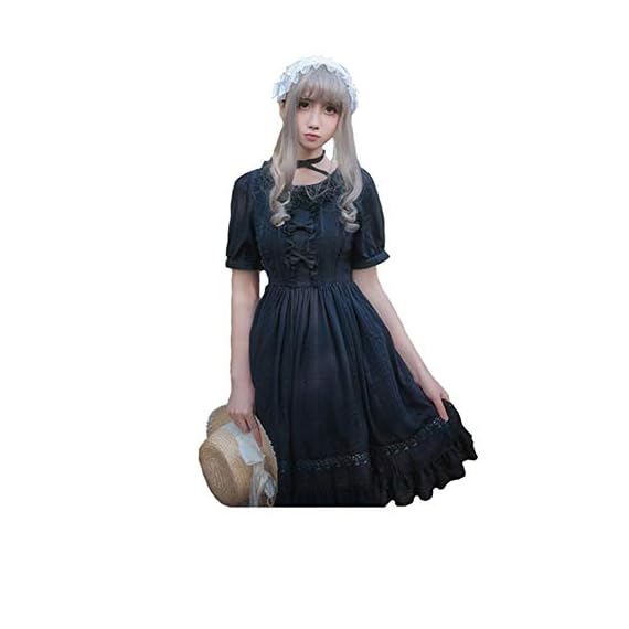 Smiling-Angel-Girls-White-Sweet-Lolita-Dress-Princess-Court-Skirts-Cosplay-CostumesBlackLarge