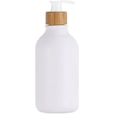 300ml 10oz Matte White Soap Dispenser with Bamboo Pump Refillable Dish Soap Hand Soap Dispenser Lotion Pump Bottle Cosmetic Container Jar for Bathroom Kitchen