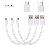 Short Micro USB B Android Cables, OthoKing USB to Micro USB Cables High Speed USB2.0 Sync and Charging Cables for Charging Station, PowerBank 20cm/8 Inch (3pack-White)