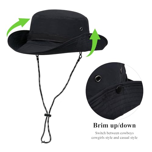 YAMEIZE UPF50 Waterproof Bucket Hat+Bucket String – for Women Men Safari Hat UV Protection with Adjustable Fishing Beach Hiking Hat