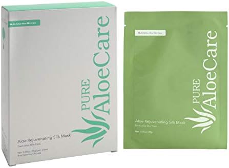 PURE AloeCare Organic Aloe Vera Rejuvenating Silk Mask, Provides Instant Boost of Deep Hydration that Moisturizes All Day Along.77 oz (22g), Set of 5